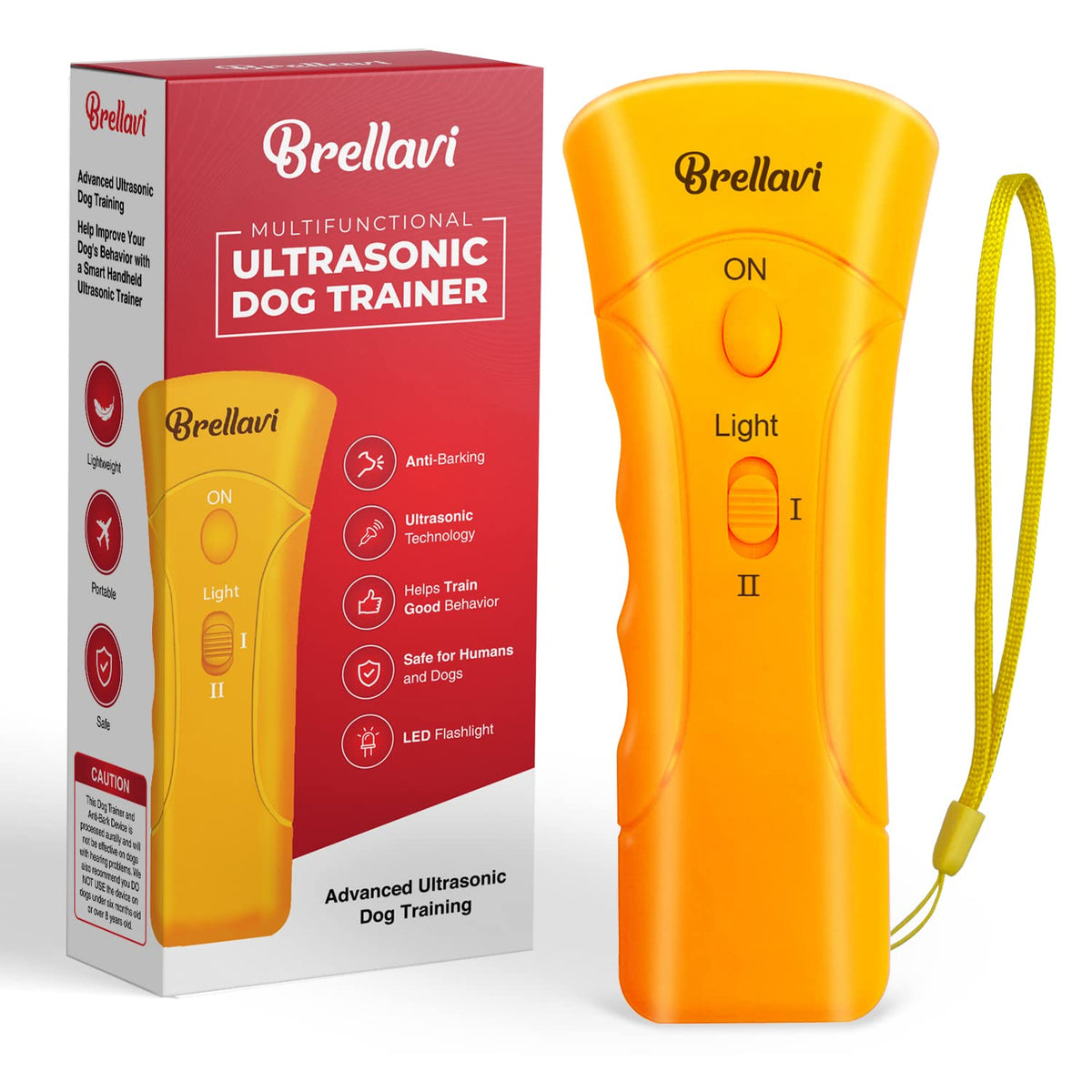 Ultrasonic Clicker Dog Trainer: Anti-Bark Dog Training Equipment and Barking Control Device - Electronic Clicker Trainer for Walking Jogging and Aggressive Behavior - Handheld and Portable (Yellow)